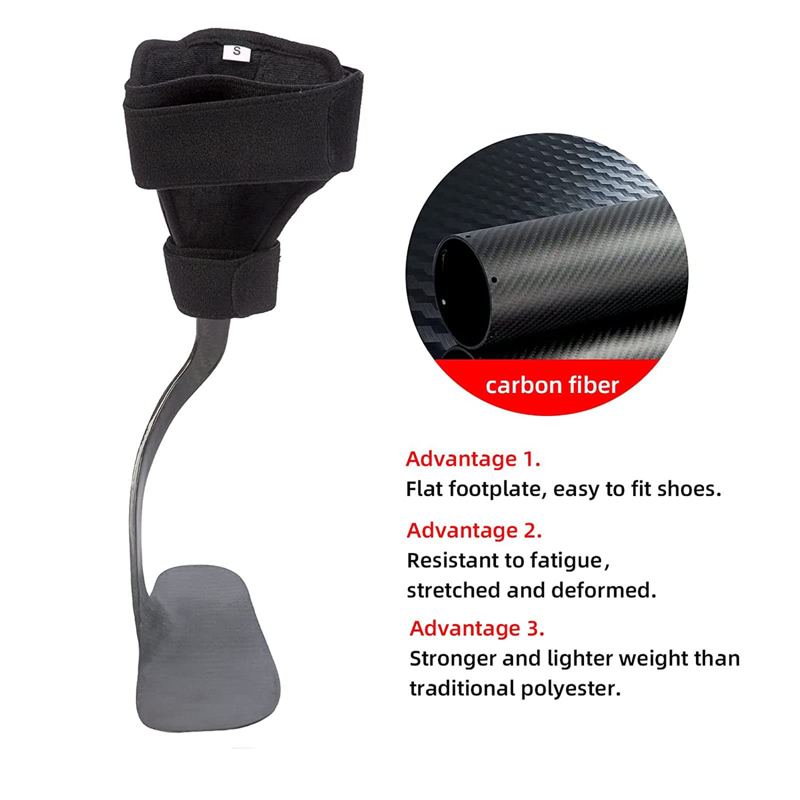 カーボン製歩行補助下垂足片麻痺装具右サイズM27.17cm